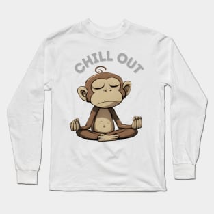 Chill Out Meditation Monkey Long Sleeve T-Shirt